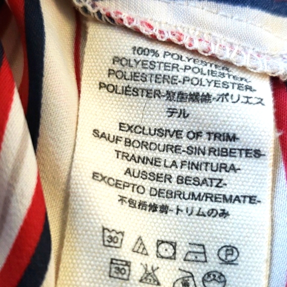 Free People Striped Sheer Dress Blouse red navy blue & cream - Picture 13 of 13